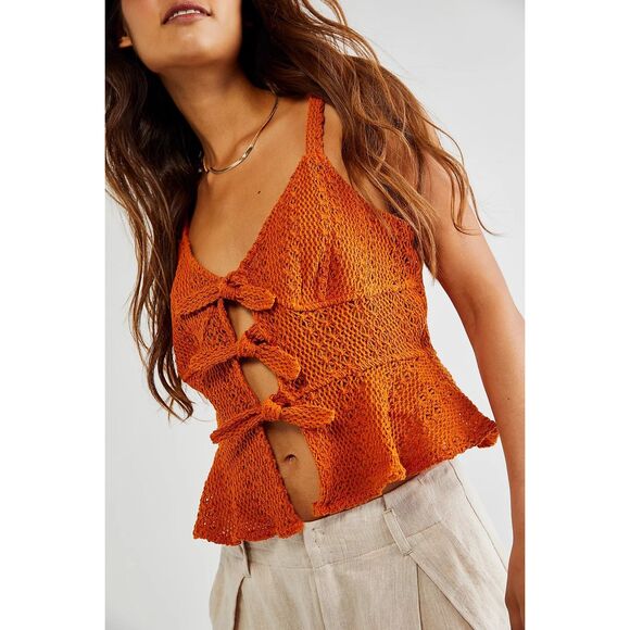 Free People Tops - Free People Beach Charlize Crochet Tank Orange Size Medium